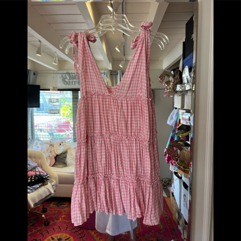 ASOS: Vichy pink mini baby doll dress